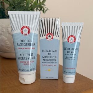 First Aid Beauty Pure Skin Cleanser + Ultra Repair Face Moisturizer & Cream Trio